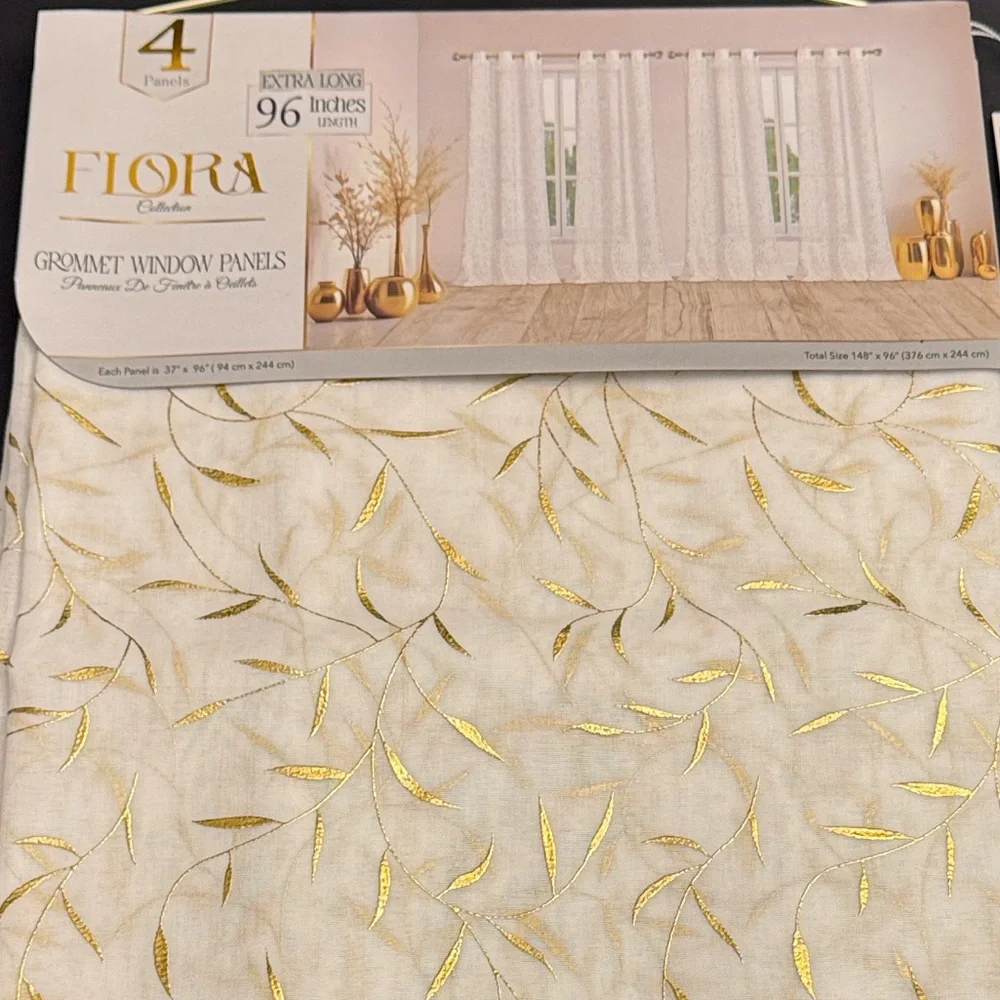 FLORA Collection Extra Long Set Of 4 Grommet Window Panels - 37